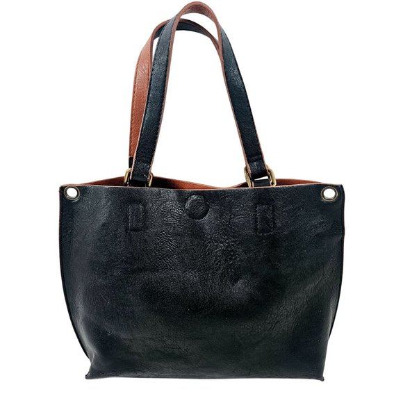 Bass Womens Tote Black Pebbled Faux Leather Shoulder Bag Option Coin Purse - Picture 7 of 10